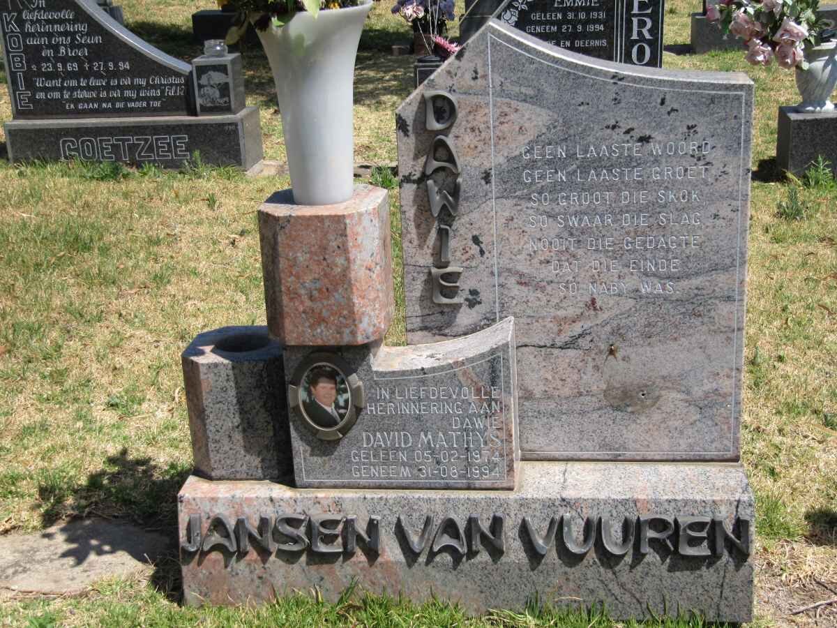 VUUREN David Mathys, Jansen van 1974-1994