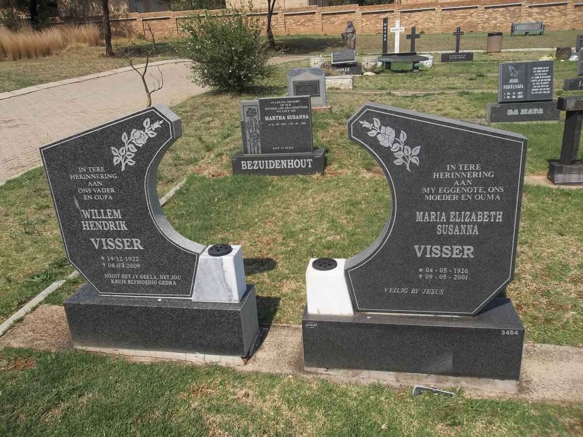 VISSER Willem Hendrik 1922-2009 &amp; Maria Elizabeth Susanna 1926-2001