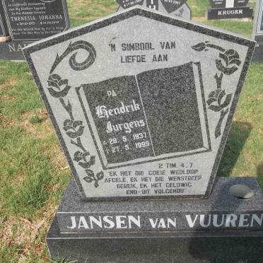 VUUREN Hendrik Jurgens, Jansen van 1937-1999