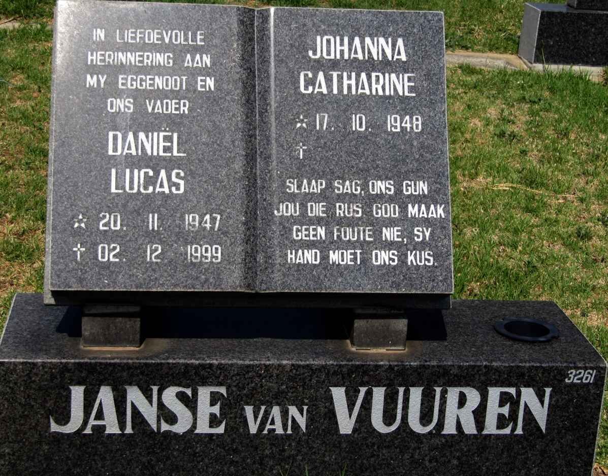 VUUREN Daniël Lucas, Janse van 1947-1999 &amp; Johanna Catharine 1948-
