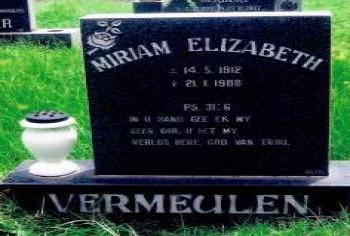 VERMEULEN Miriam Elizabeth nee DU PLESSIS 1912-1988