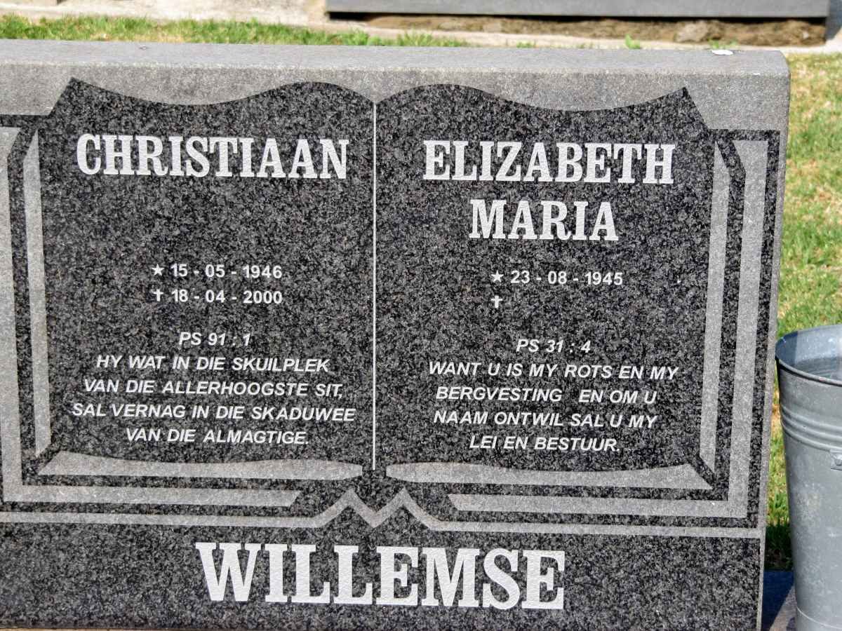 WILLEMSE Christiaan 1946-2000 &amp; Elizabeth Maria 1945-