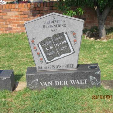 WALT Hans, van der 1926-2002 &amp; A.B. 1937-2001