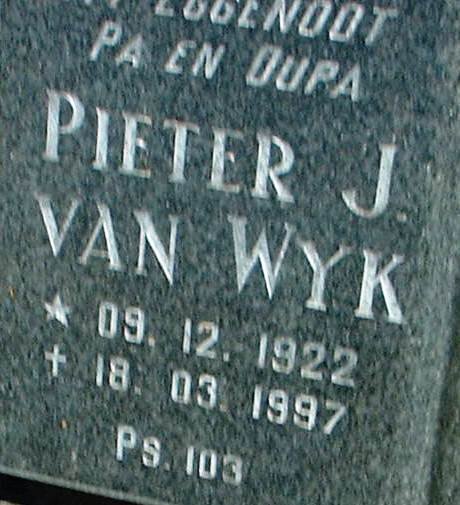 WYK Pieter J., van 1922-1997