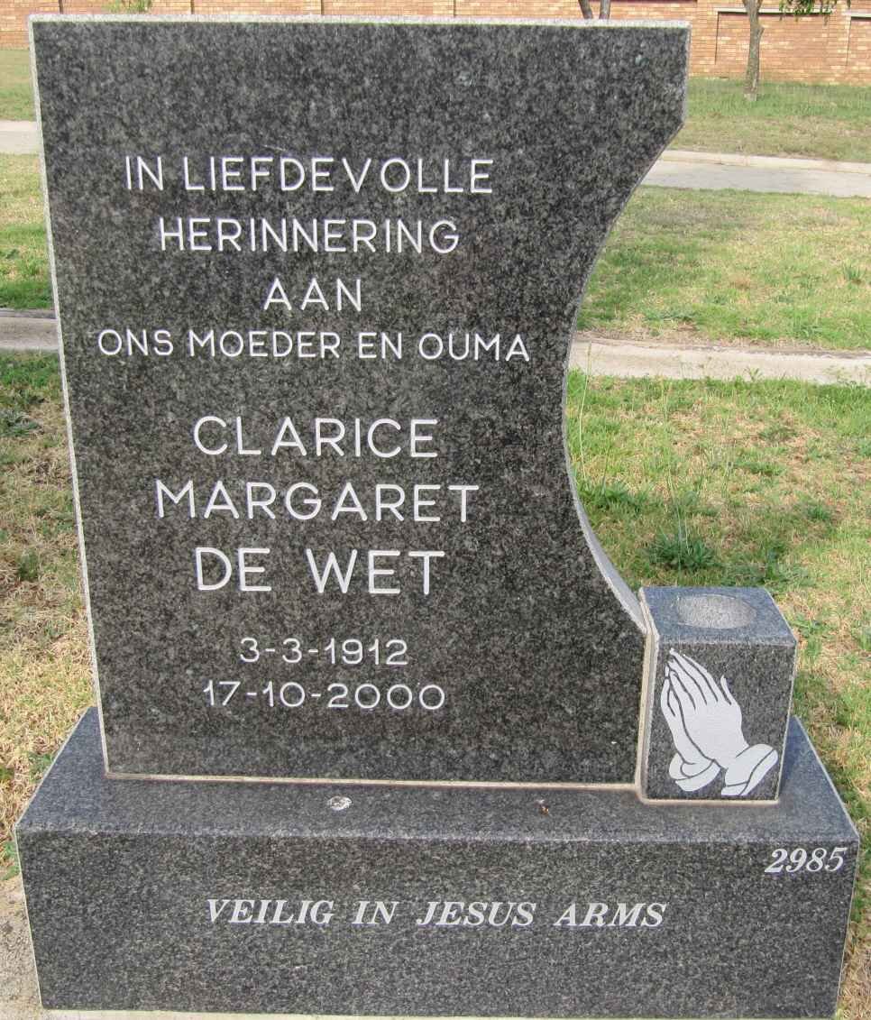 WET Clarice Margaret, de 1912-2000