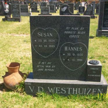 WESTHUIZEN Hannes, van der 1930-1996 &amp; Susan 1934-1995
