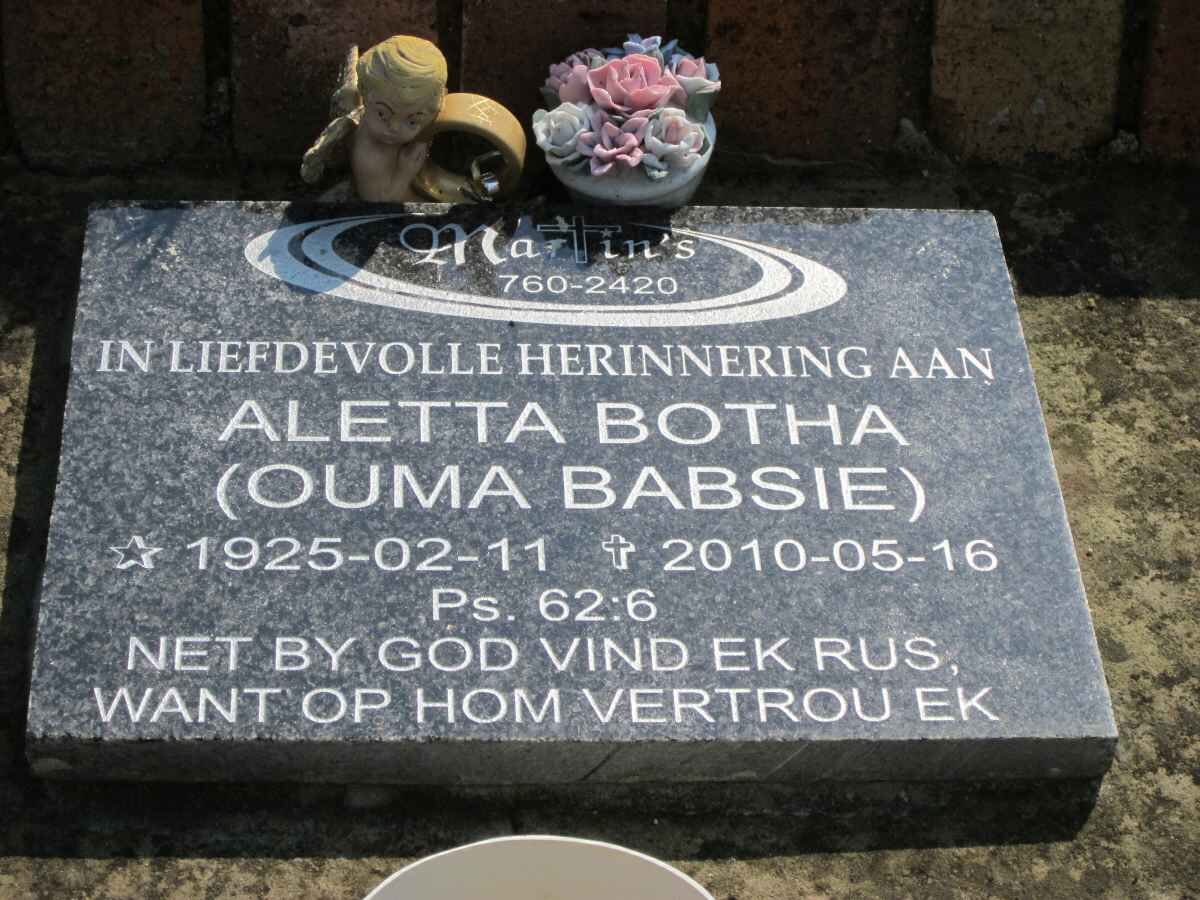 BOTHA Aletta 1925-2010