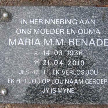 BENADE Maria M.M. 1936-2010