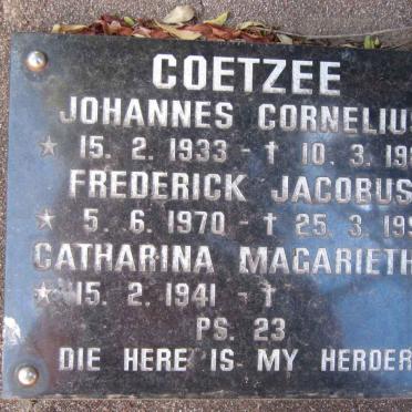 COETZEE Johannes Cornelius 1933-1984 &amp; Catharina Magarietha 1941-  :: COETZEE Frederick Jacobus 1970-1996