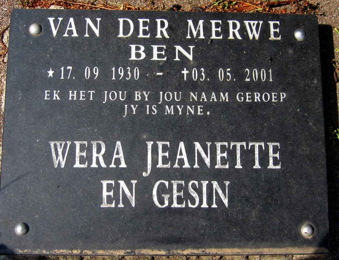 MERWE Ben, van der 1930-2001
