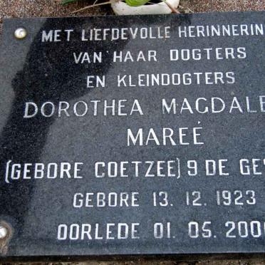 MAREÉ Dorothea Magdalena nee COETZEE 1923-2000