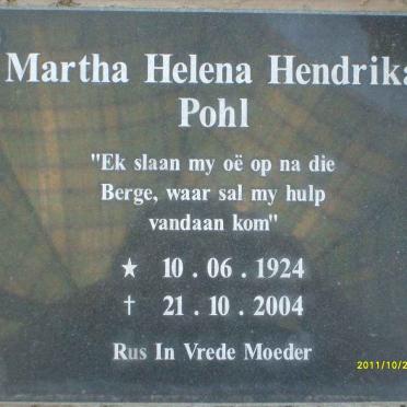 POHL Martha Helena Hendrika 1924-2004