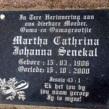 SENEKAL Martha Cathrina Johanna 1906-2000