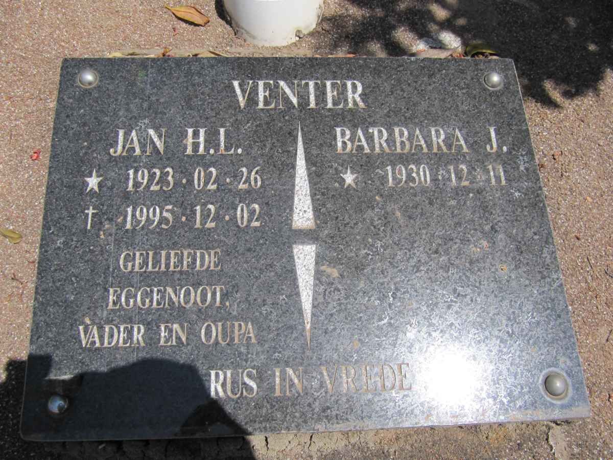 VENTER Jan H.L. 1923-1995 &amp; Barbara J. 1930-