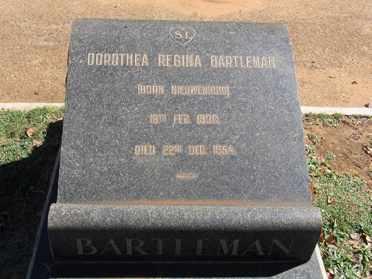 BARTLEMAN Dorothea Regina nee NIEUWENHUIS 1906-1954