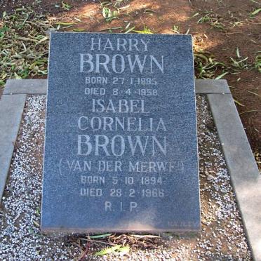 BROWN Harry 1885-1958 &amp; Isabel Cornelia VAN DER MERWE 1894-1966