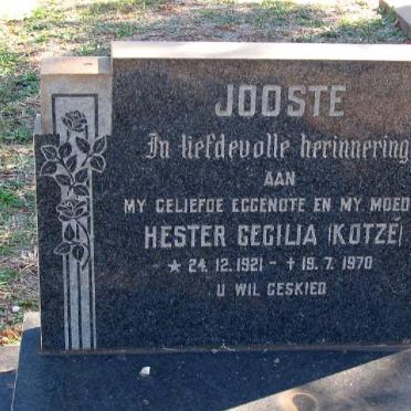 JOOSTE Hester Cecilia nee KOTZé 1921-1970