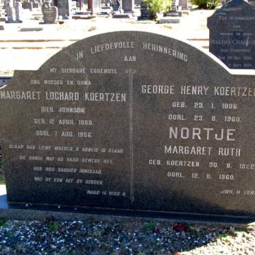 KOERTZEN George Henry 1886-1960 &amp; Margaret Lochard JOHNSON 1888-1956 :: NORTJE  Margaret Ruth nee KOERTZEN 1922-1960