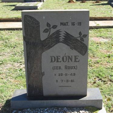 MONK Deóne nee ROUX 1949-1981