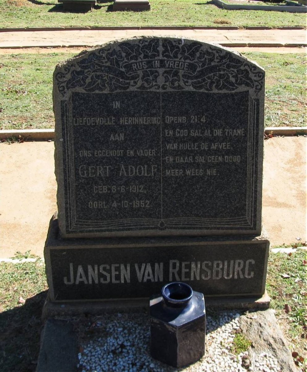 RENSBURG Gert Adolf, Jansen van 1912-1952