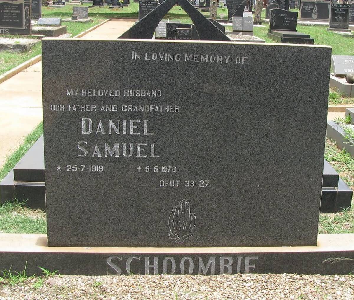 SCHOOMBIE Daniel Samuel 1919-1978