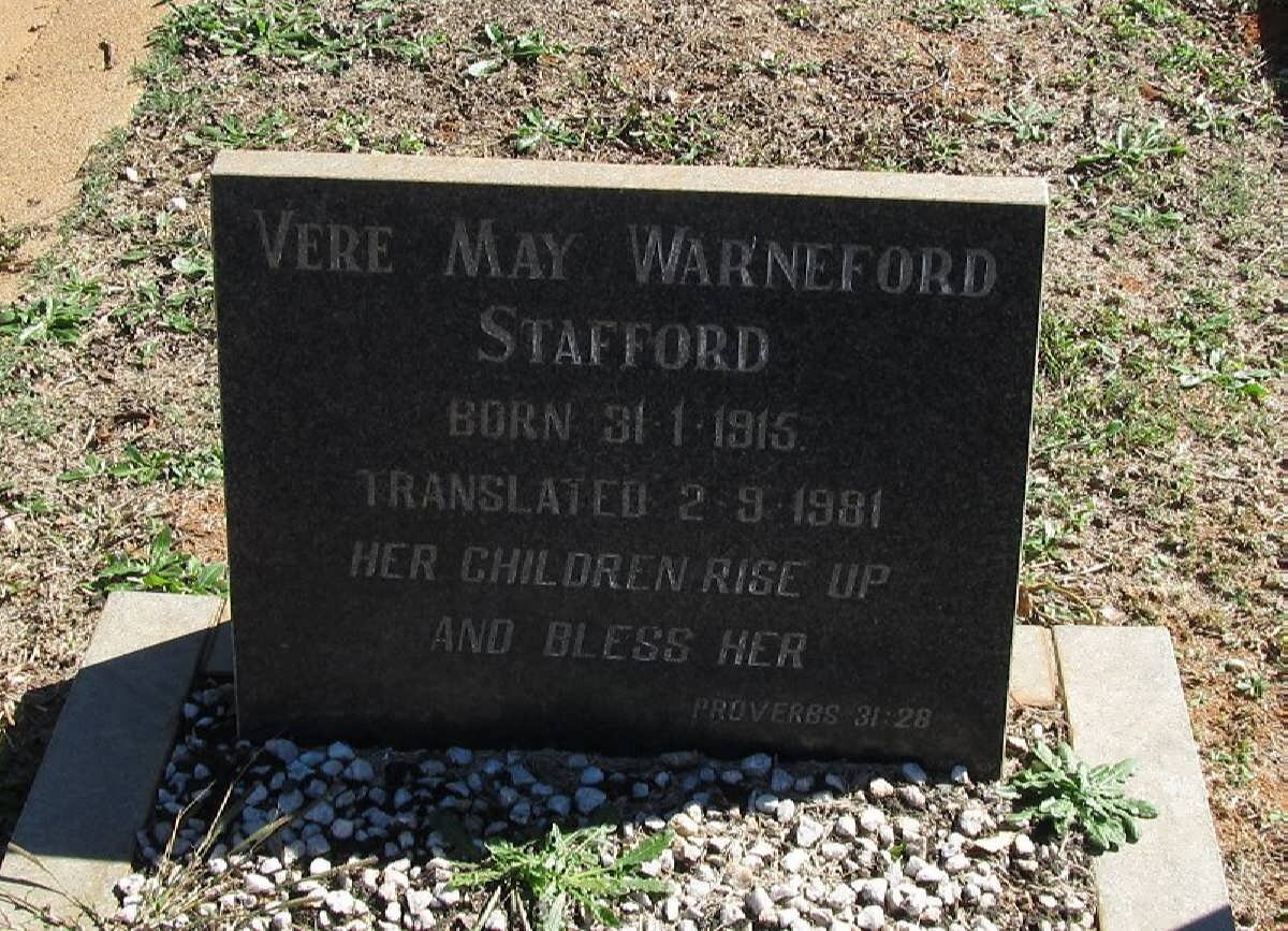 STAFFORD Vere May Warneford 1915-1991