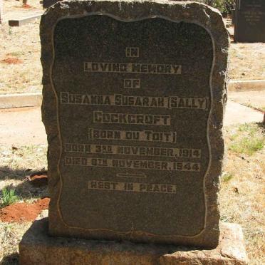 COCKCROFT Susanna Susarah nee DU TOIT 1914-1944