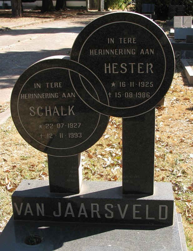JAARSVELD Schalk, van 1927-1993 &amp; Hester 1925-1986