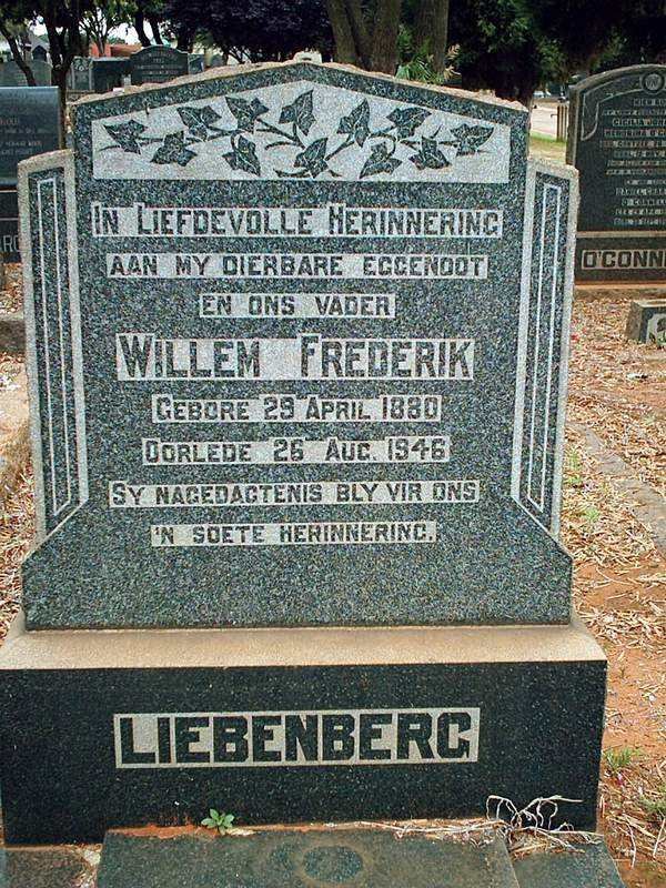 LIEBENBERG Willem Frederik 1880-1946
