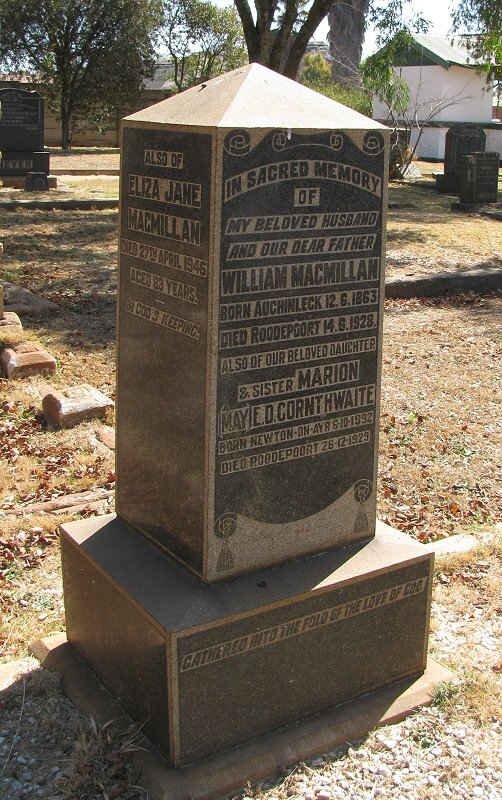 MACMILLIAN William 1863-1928 :: CORNTHWAITE Marion. E.D. 1892-1929 :: MACMILLAN Eliza Jane -1946