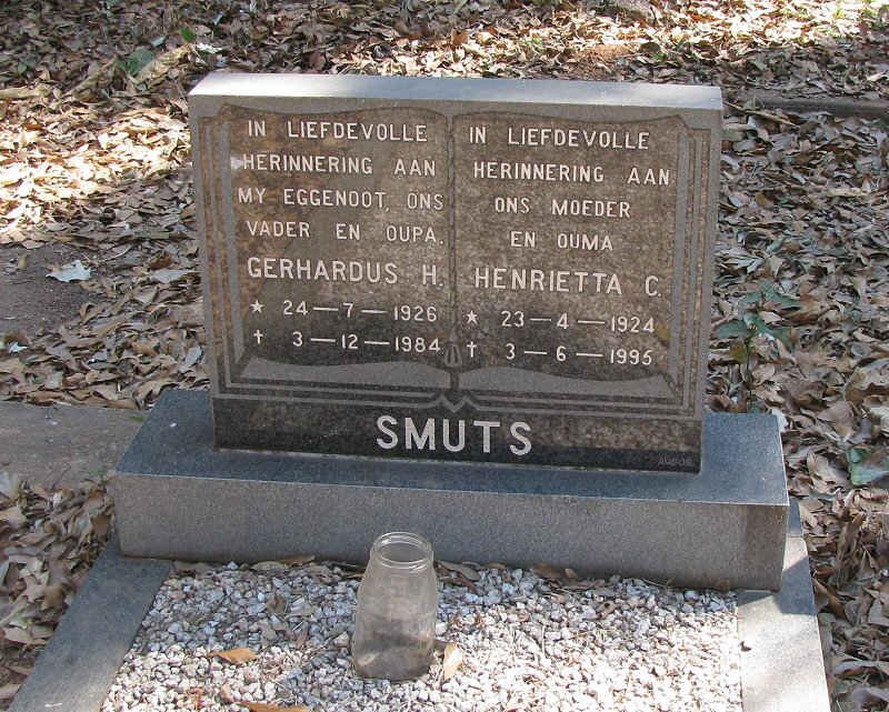 SMUTS Gerhardus H. 1926-1984 &amp; Henrietta C. 1924-1995
