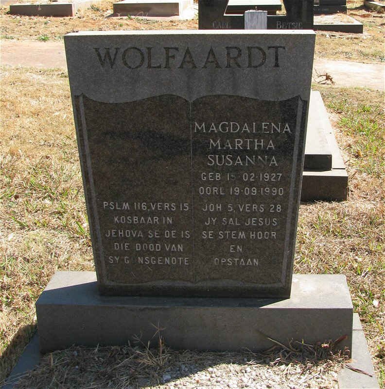 WOLFAARDT Magdalena Martha Susanna 1927-1990