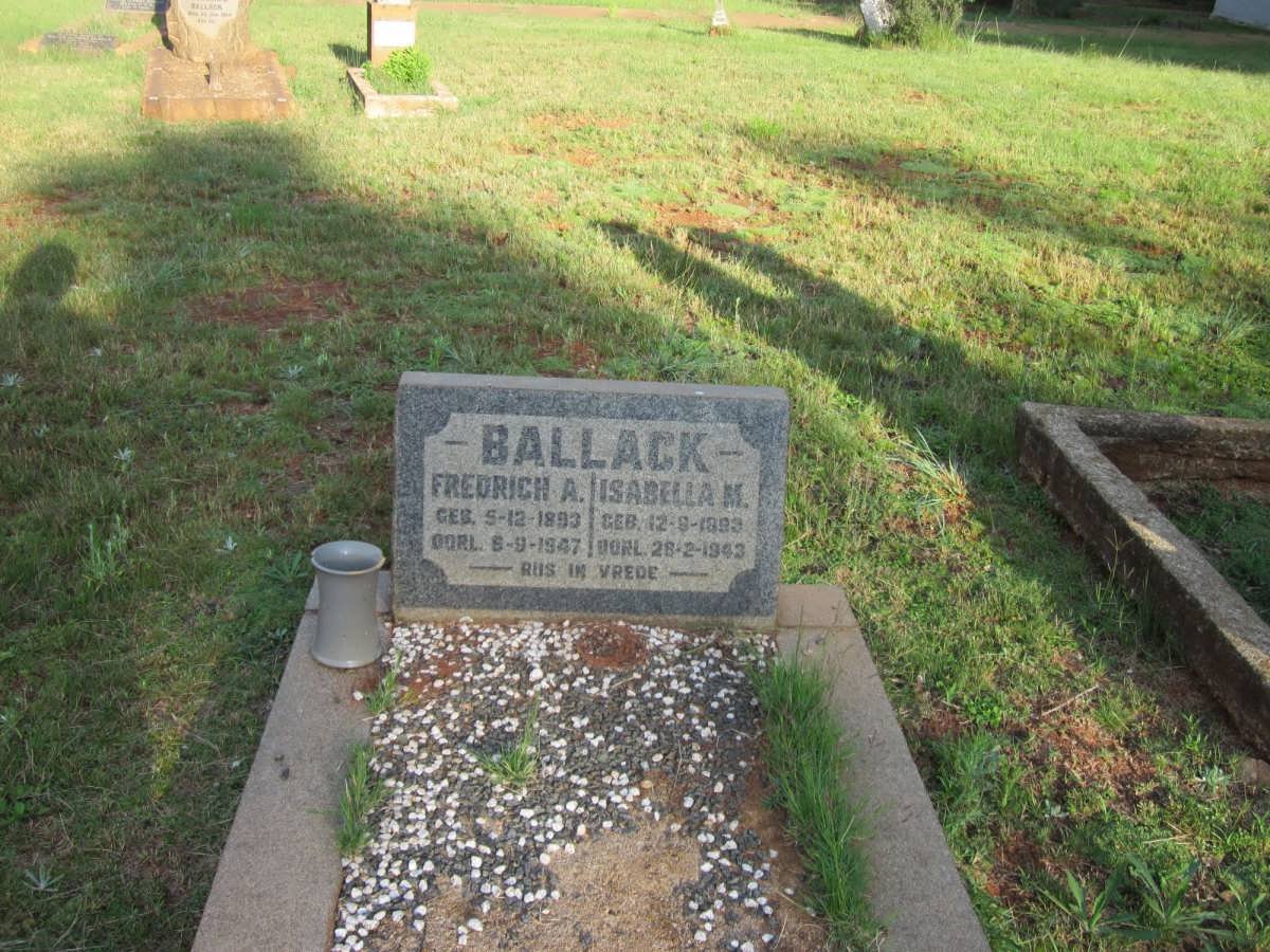 BALLACK Fredrich A. 1893-1947 &amp; Isabella M. 1893-1943