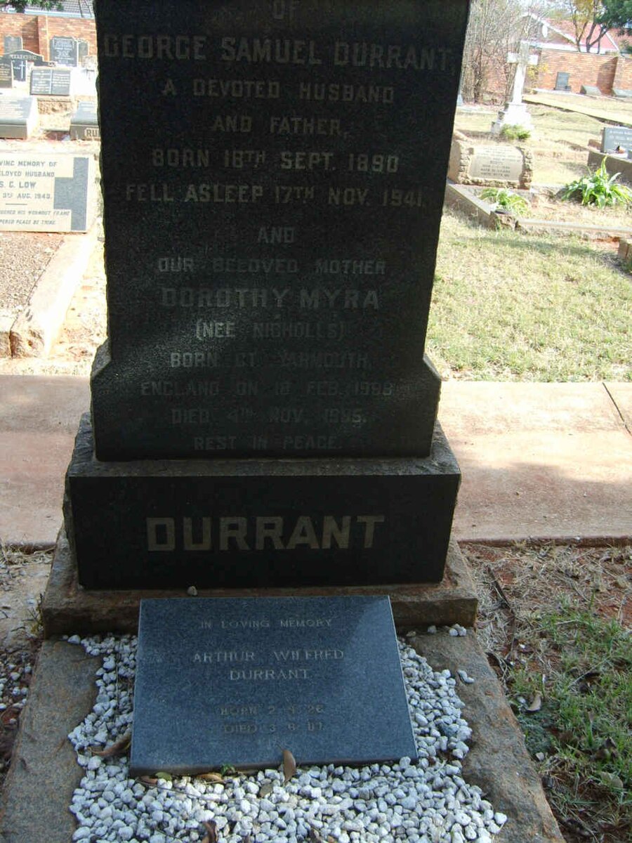 DURRANT George Samuel 1890-1941 &amp; Dorothy Myra NICHOLLS 1888-1985 :: DURRANT Arthur Wilfred