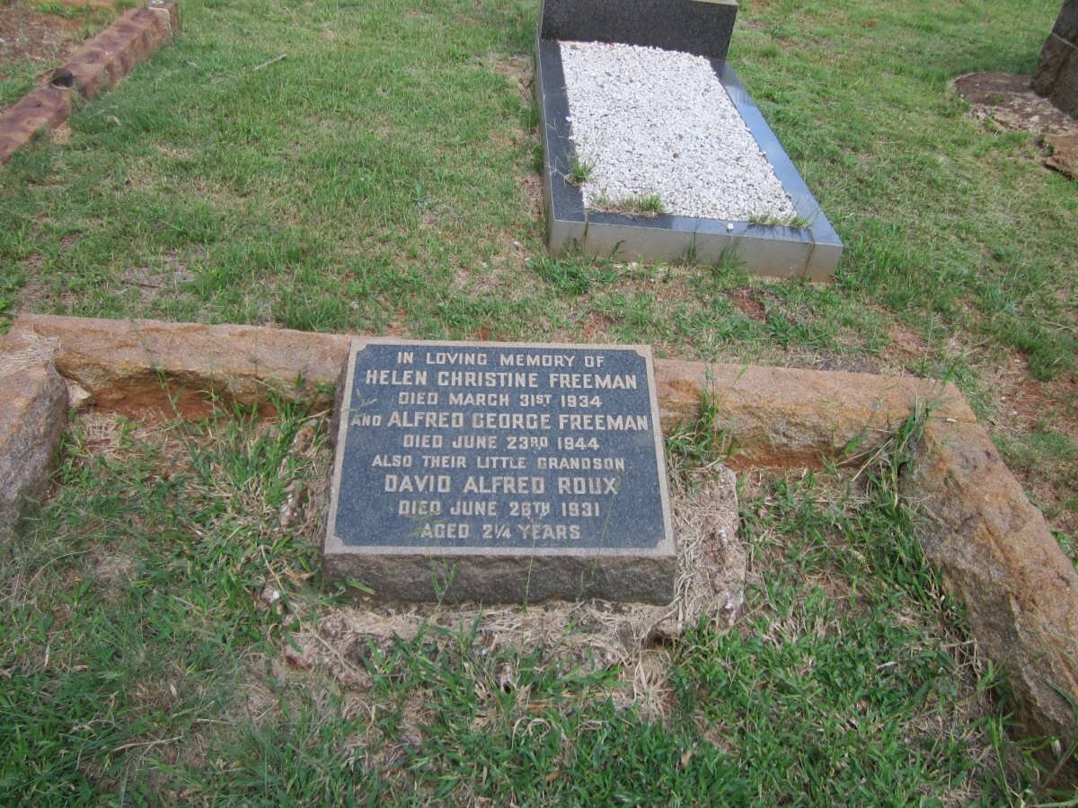 FREEMAN Alfred George -1944 &amp; Helen Christine -1934 :: ROUX David Alfred -1931