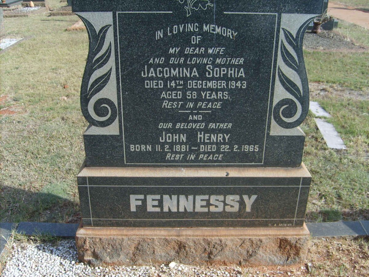 FENNESSY John Henry 1881-1985 &amp; Jacomina Sophia -1943