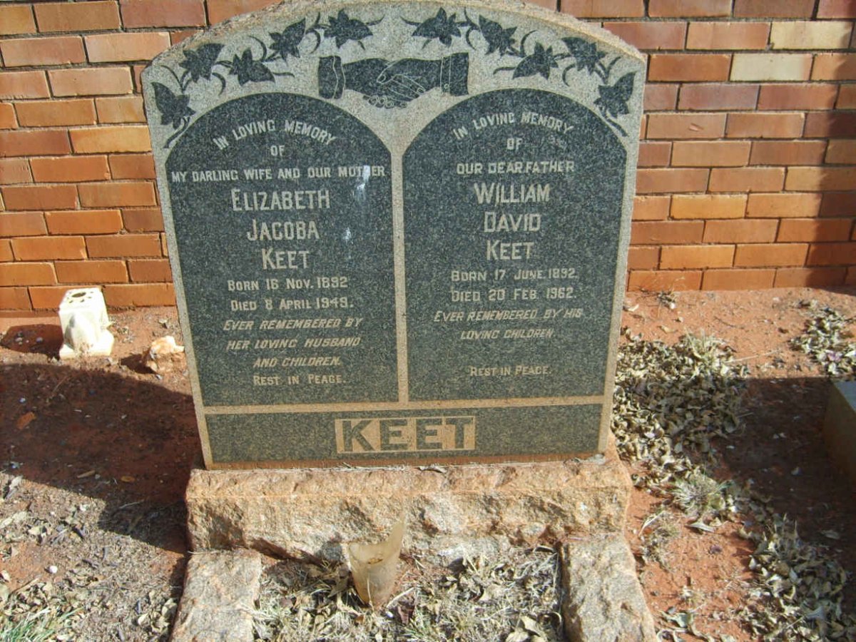 KEET William David 1892-1962 &amp; Elizabeth Jacoba 1892-1949
