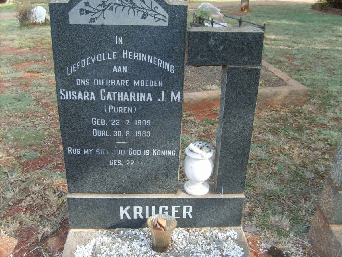KRUGER Susara Catharina J.M. nee PUREN 1909-1983