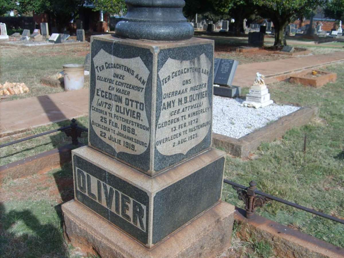 OLIVIER E'gedion Otto 1868-1919 &amp; Amy M.B. ATTWELL 1872-1925