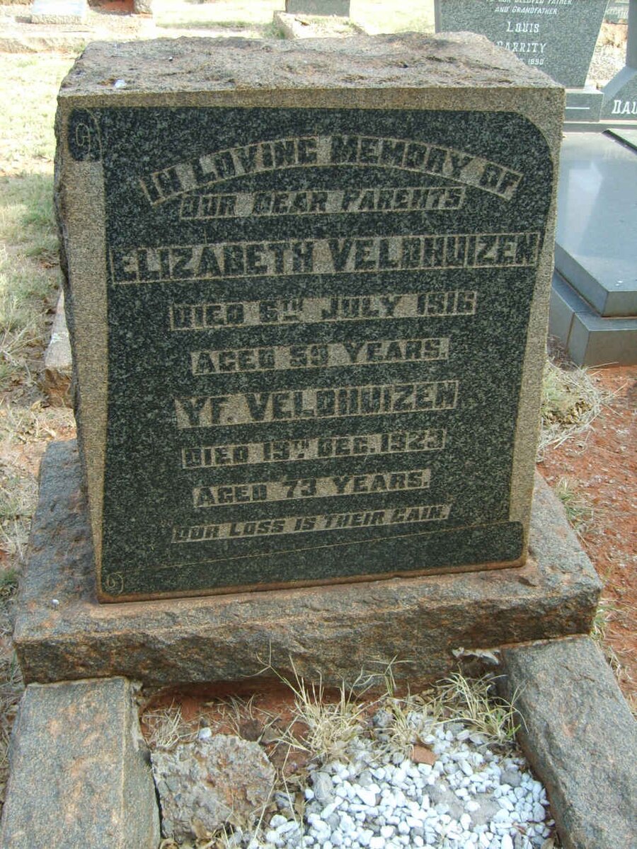 VELDHUIZEN Y.F. -1923 &amp; Elizabeth -1916