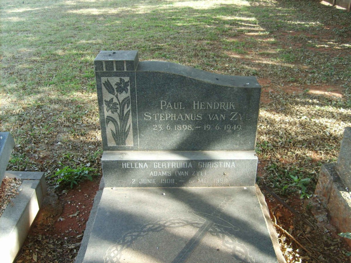 ZYL Paul Hendrik Stephanus , van 1898-1949 :: ADAMS Helena Gertruida Christina nee VAN ZYL 1908-199?