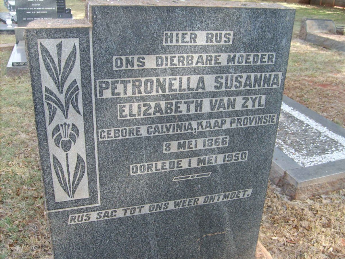 ZYL Petronella Susanna Elizabeth, van 1866-1950