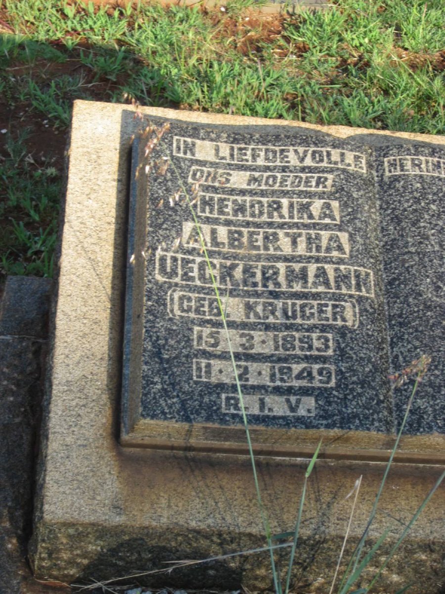 UECKERMAN Hendrika Albertha nee KRUGER 1893-1949