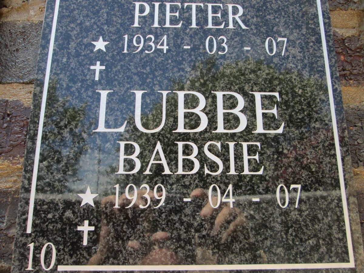 LUBBE Pieter 1934- &amp; Babsie 1939-