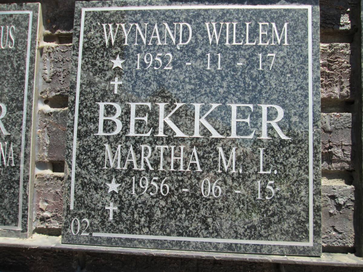 BEKKER Wynand Willem 1952- &amp; Martha M.L. 1956-