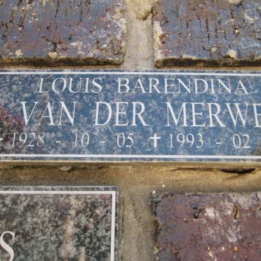 MERWE Louis Barendina, van der 1928-1993