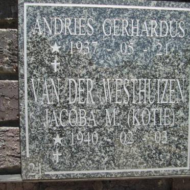WESTHUIZEN Andries Gerhardus, van der 1937- &amp; Jacoba M. 1940-