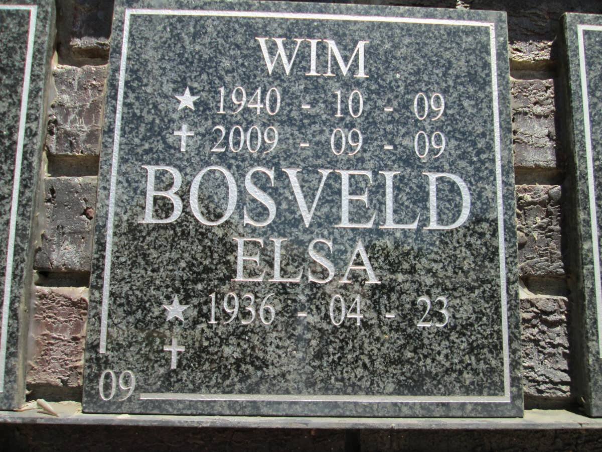 BOSVELD Wim 1940-2009 &amp; Elsa 1936-
