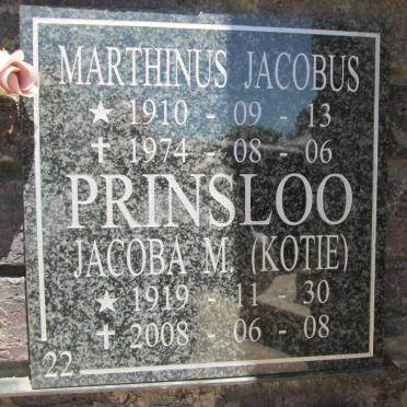 PRINSLOO Marthinus Jacobus 1910-1974 &amp; Jacoba M. 1919-2008