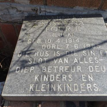 FOURIE Isabella Susanna nee LUCK 1914-1985